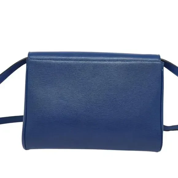 CELINE Shoulder Bag Leather Blue Gold - Picture 3 of 12